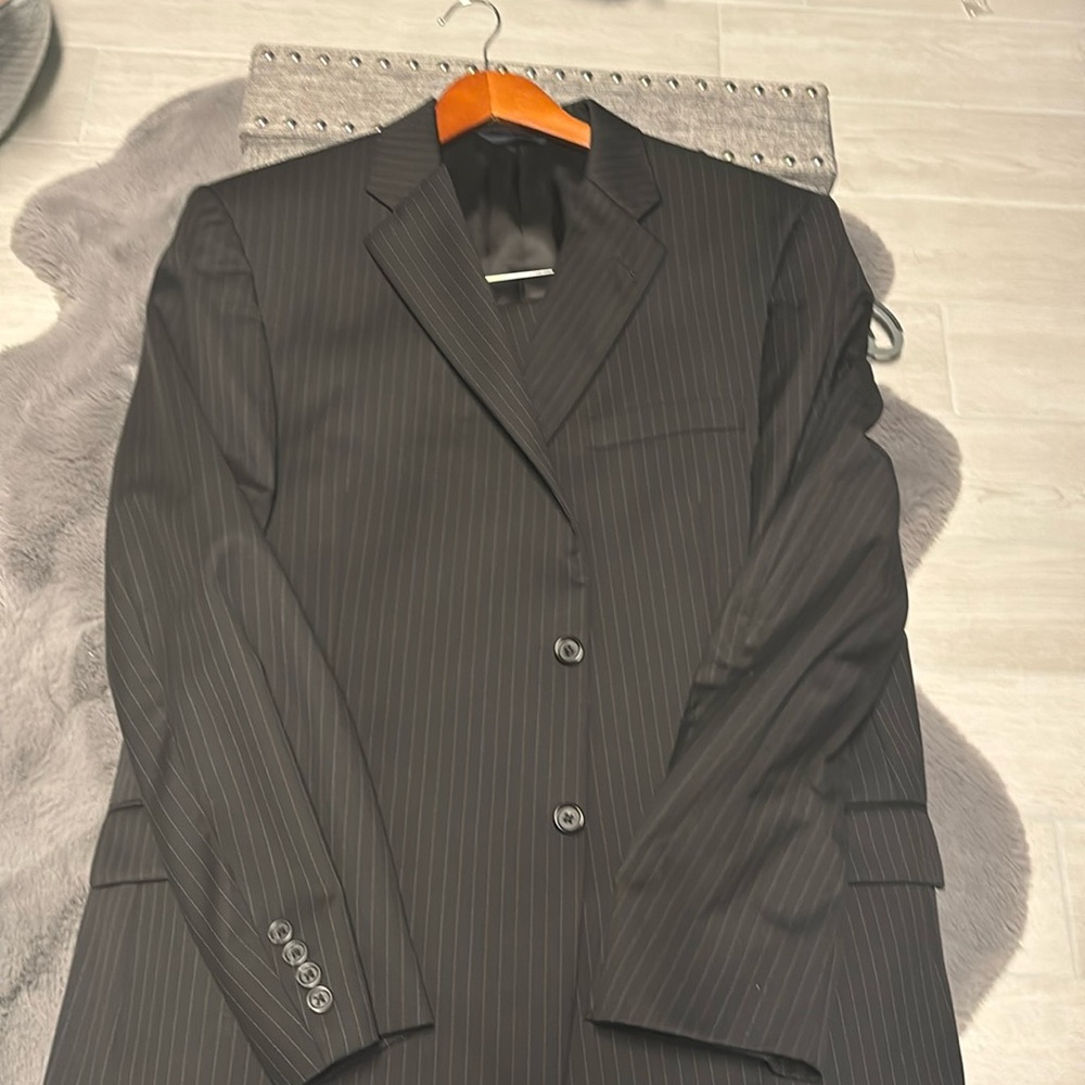 Burberry men’s 44R suite black stripe with 38 pants SAKS
